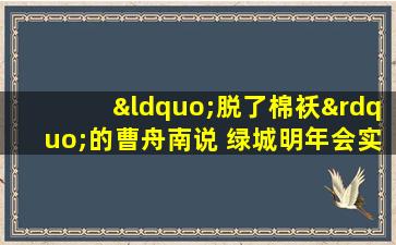 “脱了棉袄”的曹舟南说 绿城明年会实现2000亿